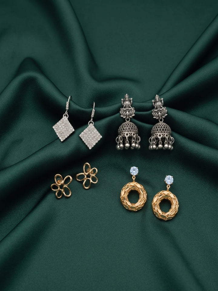 Set Of 4 Multi-Design Earrings Combo Pack