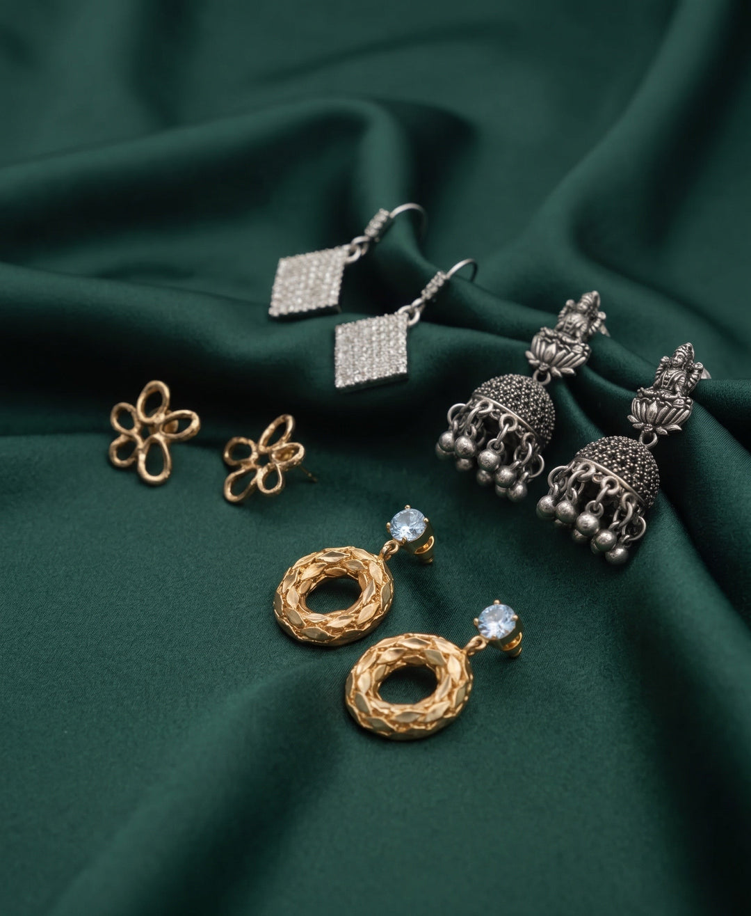 Set Of 4 Multi-Design Earrings Combo Pack