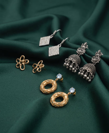 Set Of 4 Multi-Design Earrings Combo Pack