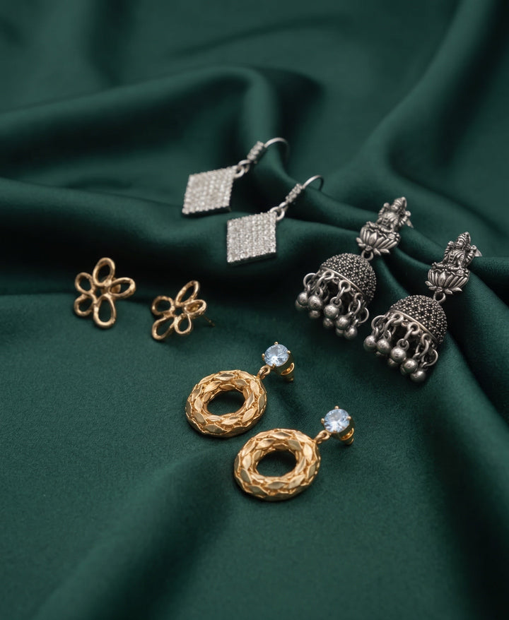Set Of 4 Multi-Design Earrings Combo Pack