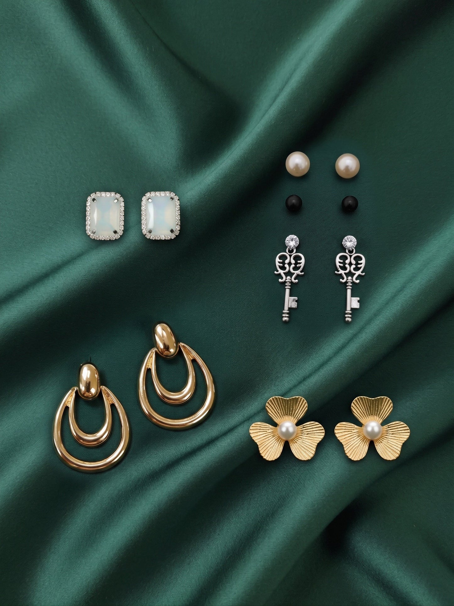 Set Of 4 Multi-Design Earrings Combo Pack