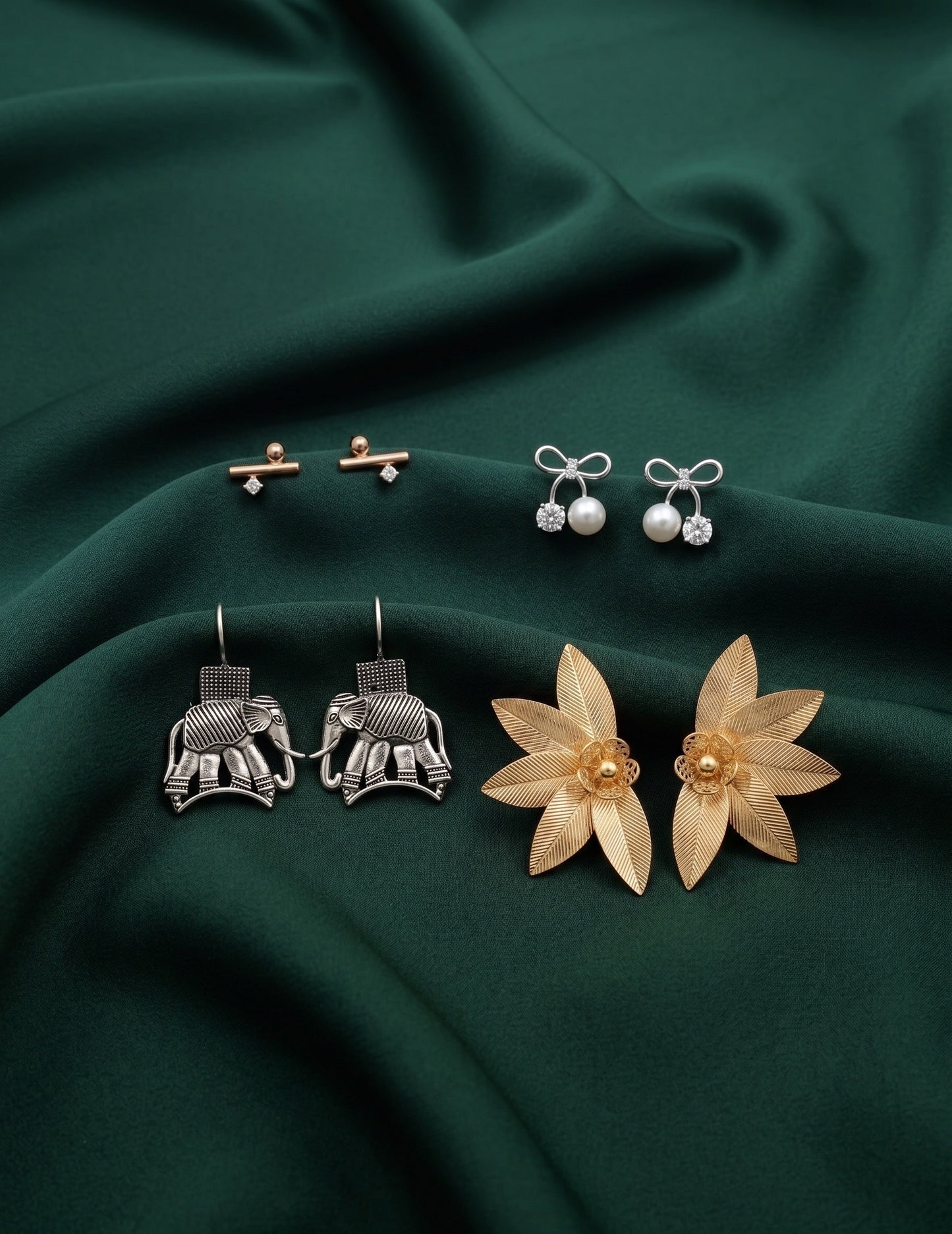 Set Of 4 Multi-Design Earrings Combo Pack