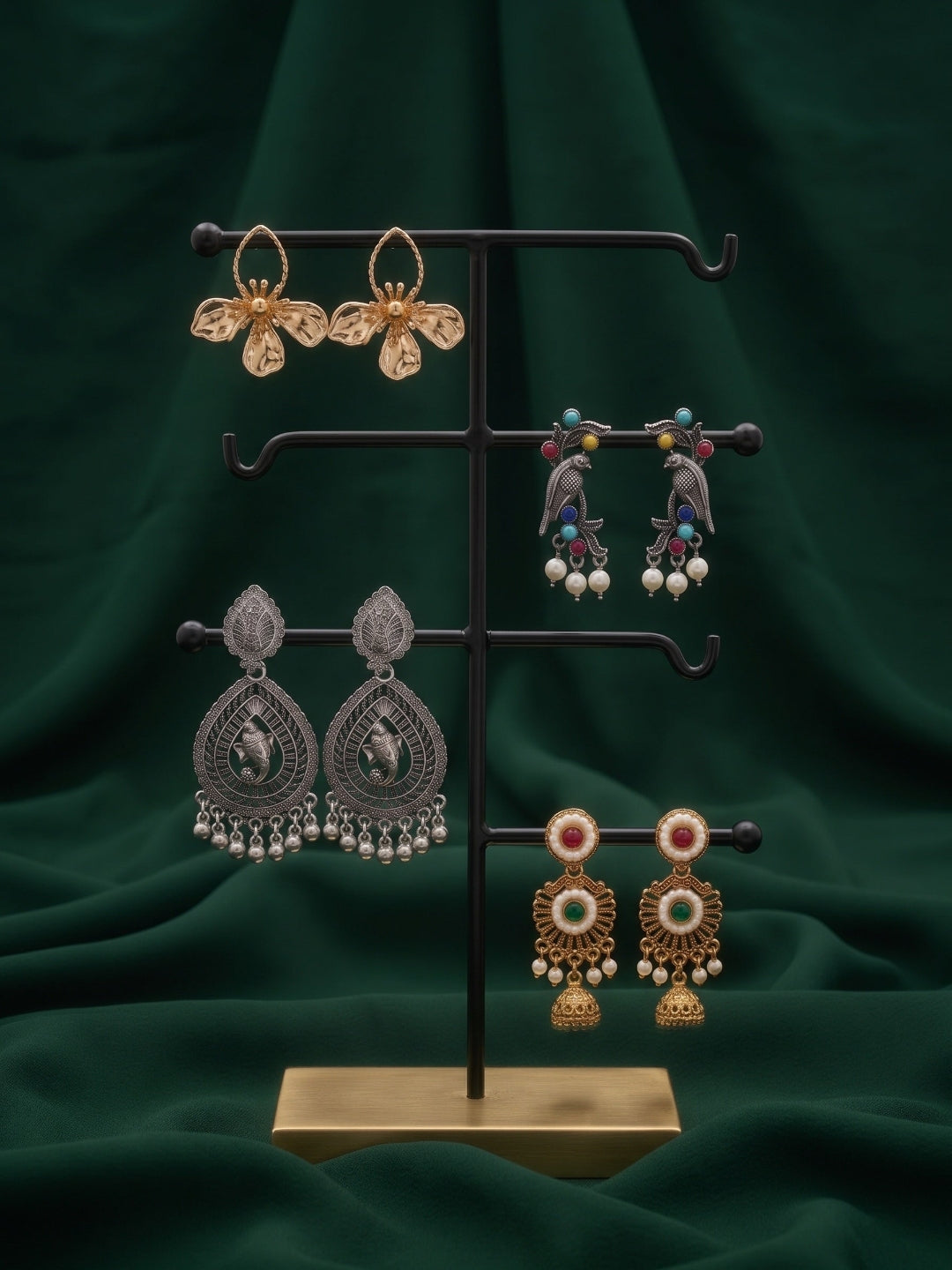 Set Of 4 Multi-Design Earrings Combo Pack