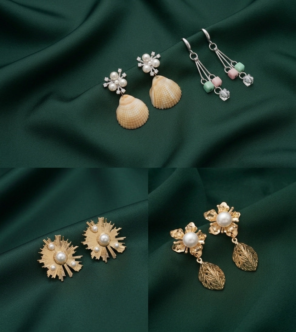 Set Of 4 Multi-Design Earrings Combo Pack