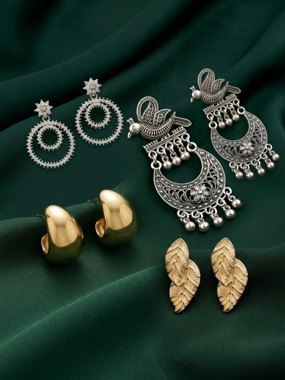Set Of 4 Multi-Design Earrings Combo Pack
