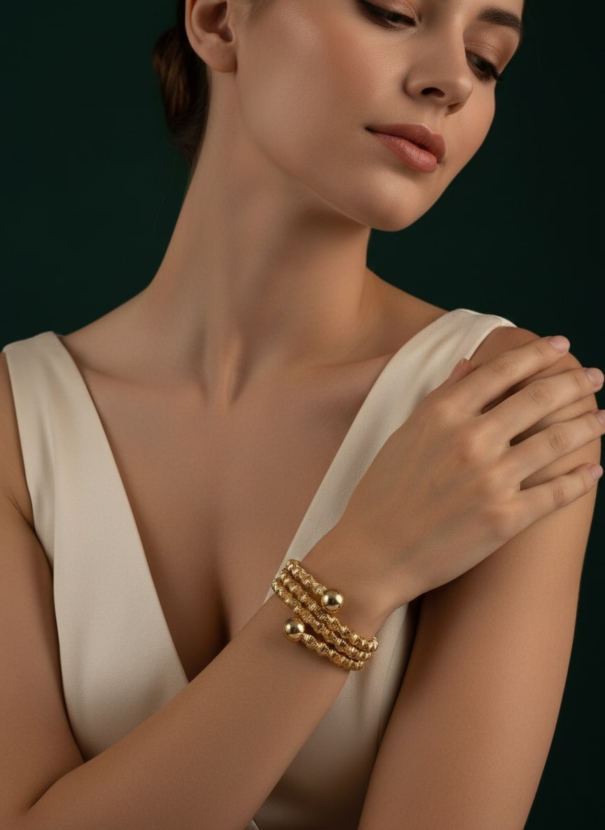 Designer Anti Tarnish Spiral Wraparound Bracelet