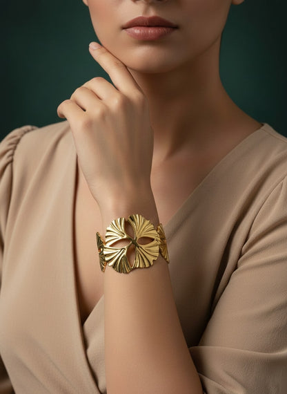 Anti-Tarnish Boho Textured Cuff Bracelet