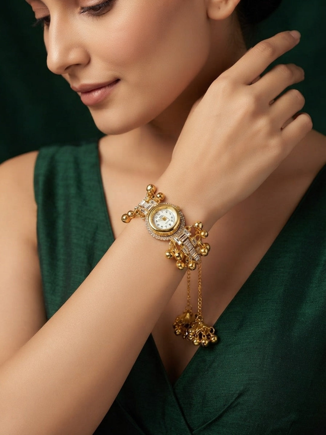 Gold Plated Fancy Diamod Watch Bracelet