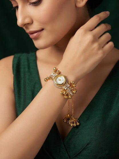 Gold Plated Fancy Diamod Watch Bracelet