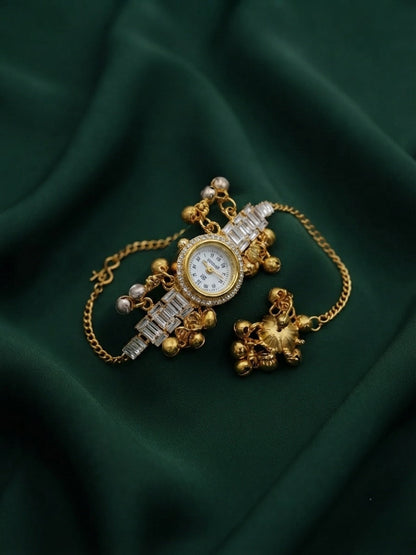 Gold Plated Fancy Diamod Watch Bracelet