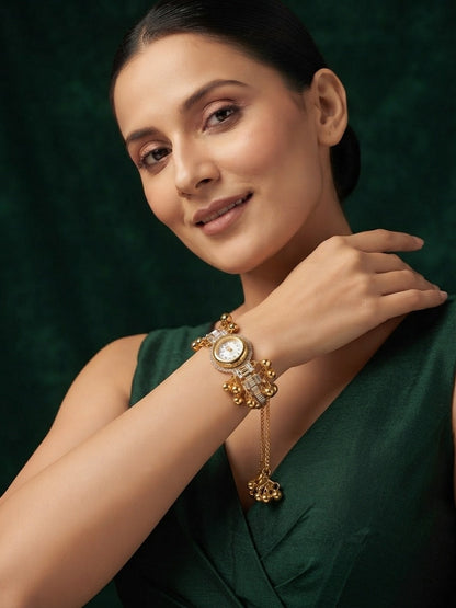 Gold Plated Fancy Diamod Watch Bracelet