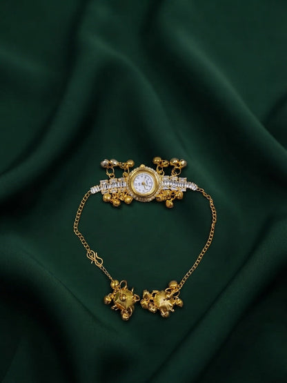 Gold Plated Fancy Diamod Watch Bracelet