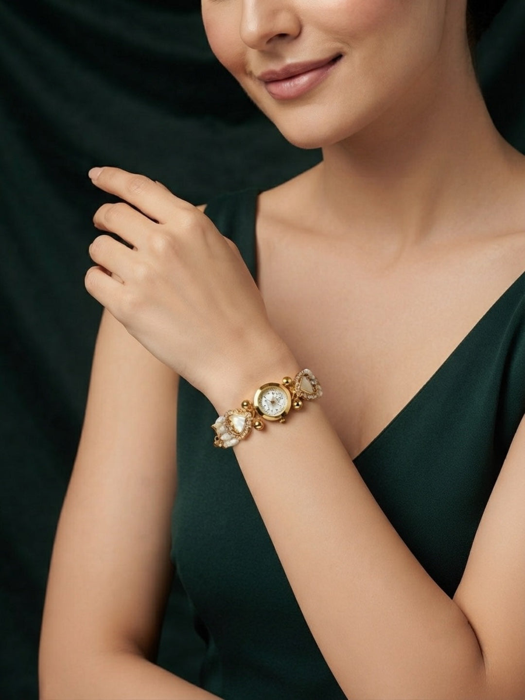 Gold Plated Fancy Diamod Watch Bracelet