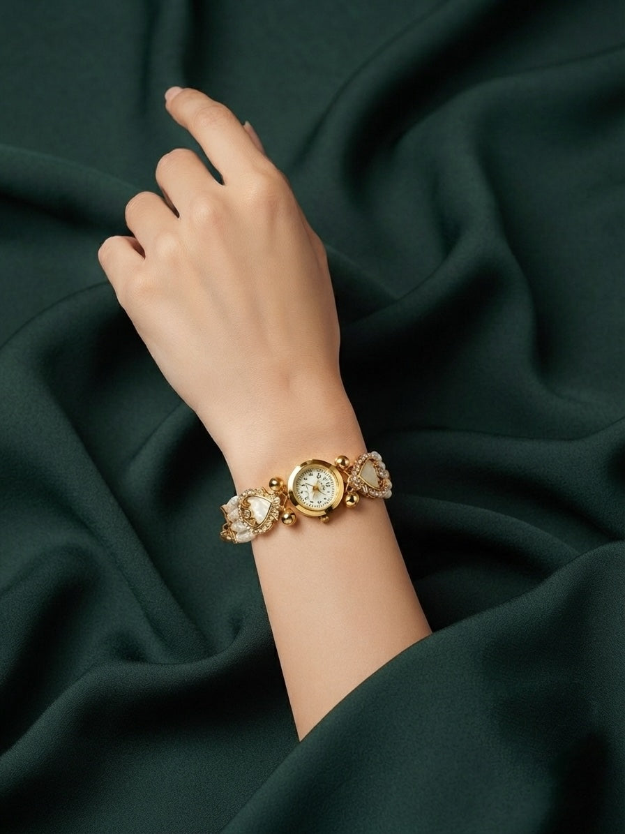 Gold Plated Fancy Diamod Watch Bracelet