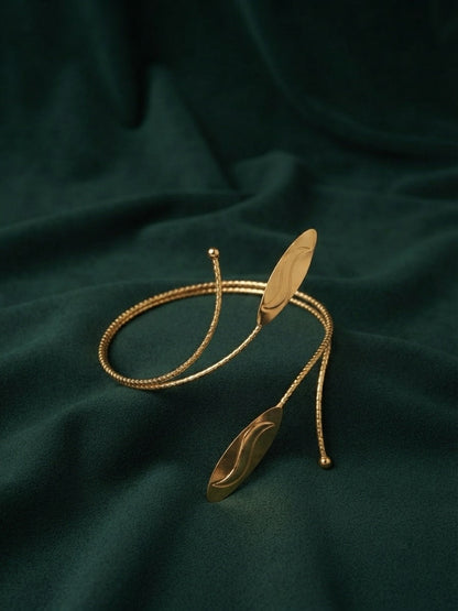 Women Gold-Toned Leaf Design Adjustable Cuff Armlet