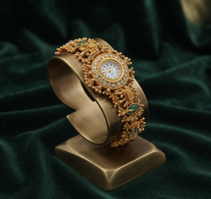 Gold Plated Fancy Diamod Trendy Watch Bracelet