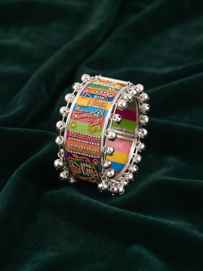 Multicolor Oxidised Ghungroo Cuff Bracelet