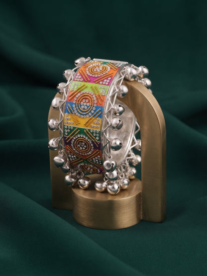 Multicolor Oxidised Ghungroo Cuff Bracelet