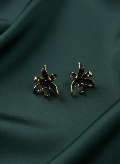 Black Flower Studs