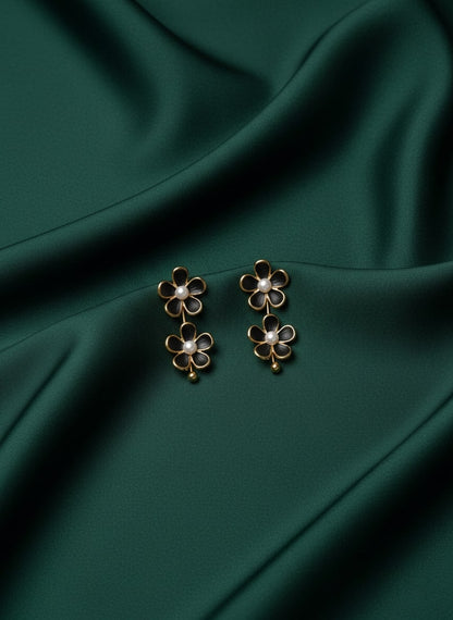 Black Flower Drop Earrings