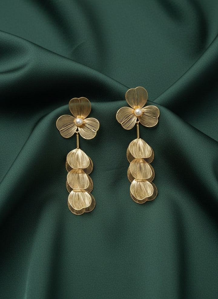 Floral With Pearls &amp; Tassels Earrings