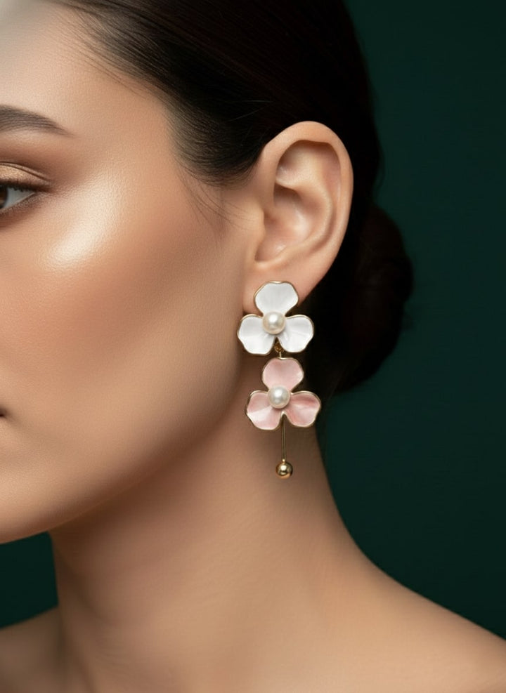 Multicoloured Contemporary Flower Drop Earrings