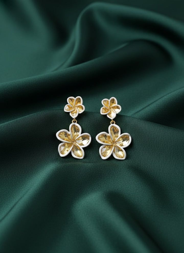Golden Flower Drop Earrings