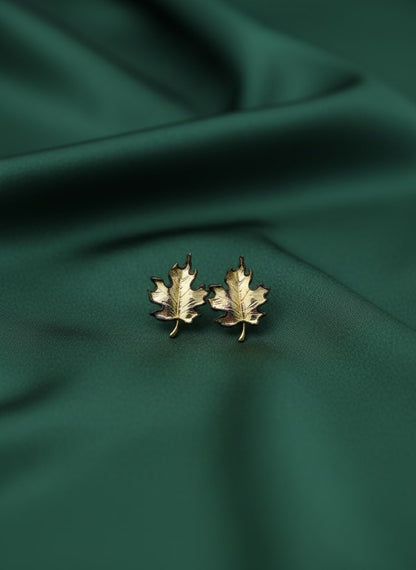 Beautiful Gold-Plated Designer Leaf Studs Earrings