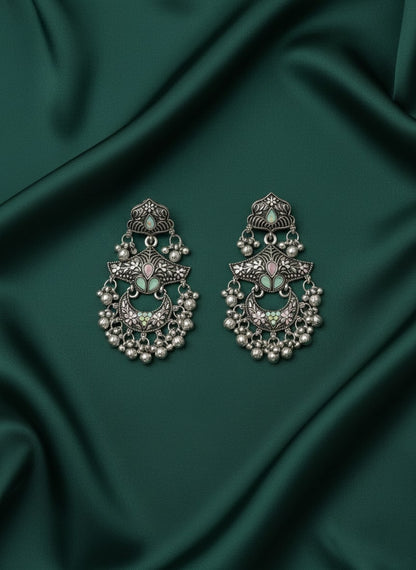 German Silver-Plated Drop Earrings