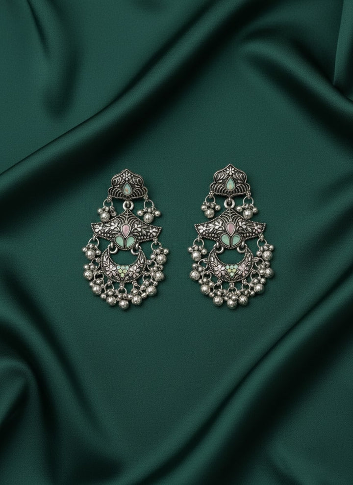 German Silver-Plated Drop Earrings