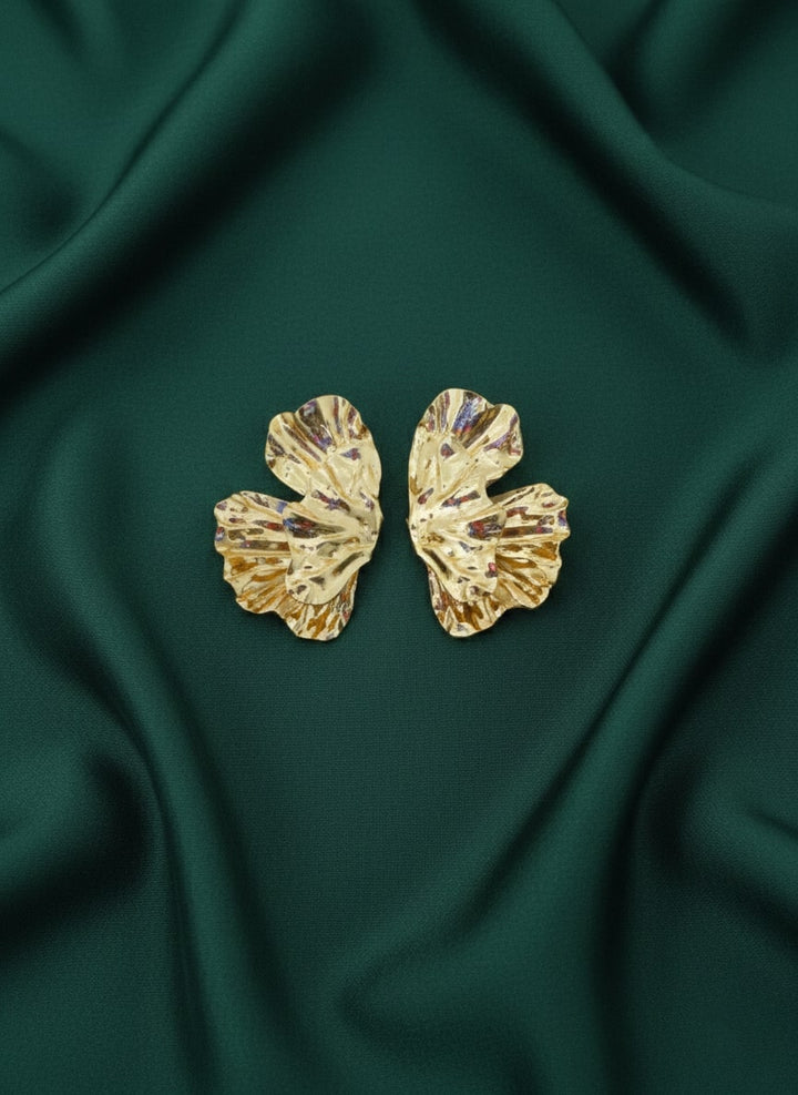 Elegant Half Flower Textured Drop Earring