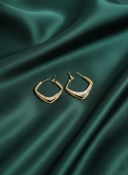 Gold Plated Classic AD Stone Hoop