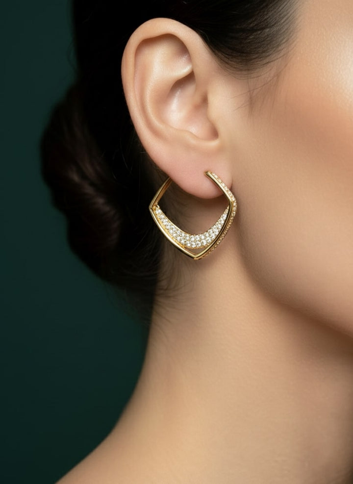 Gold Plated Classic AD Stone Hoop