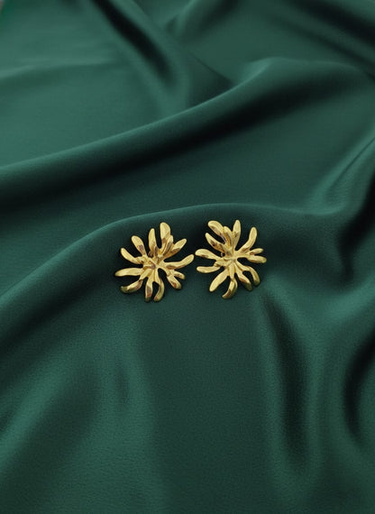 Golden Floral Studs
