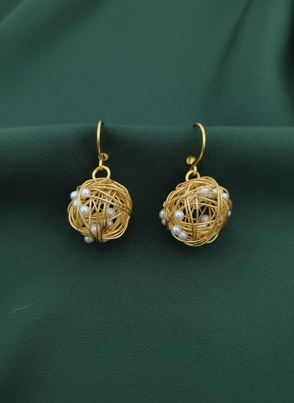 Golden Bulb style hoop with Pearls