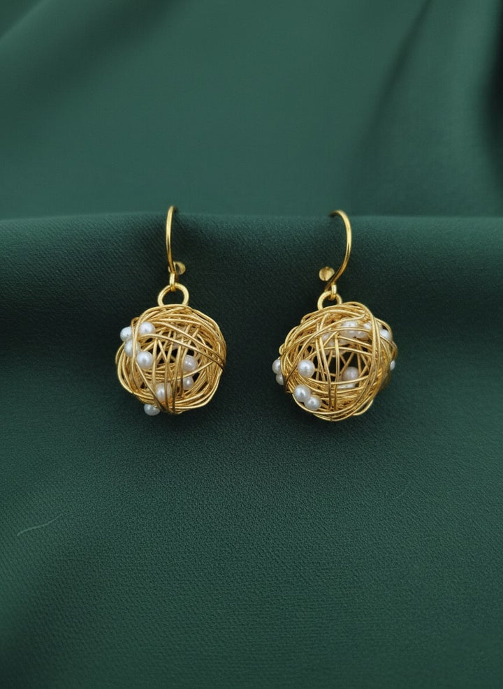 Golden Bulb style hoop with Pearls
