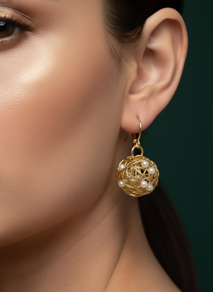 Golden Bulb style hoop with Pearls
