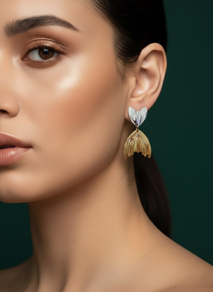 Gold &amp; Silver Sea Shell Earring