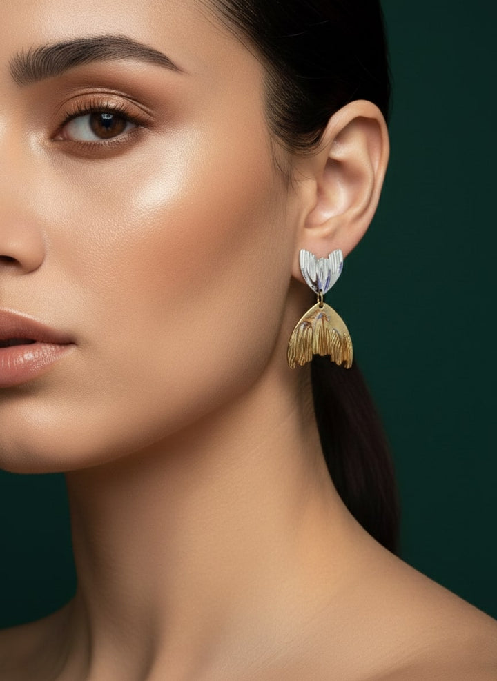 Gold &amp; Silver Sea Shell Earring