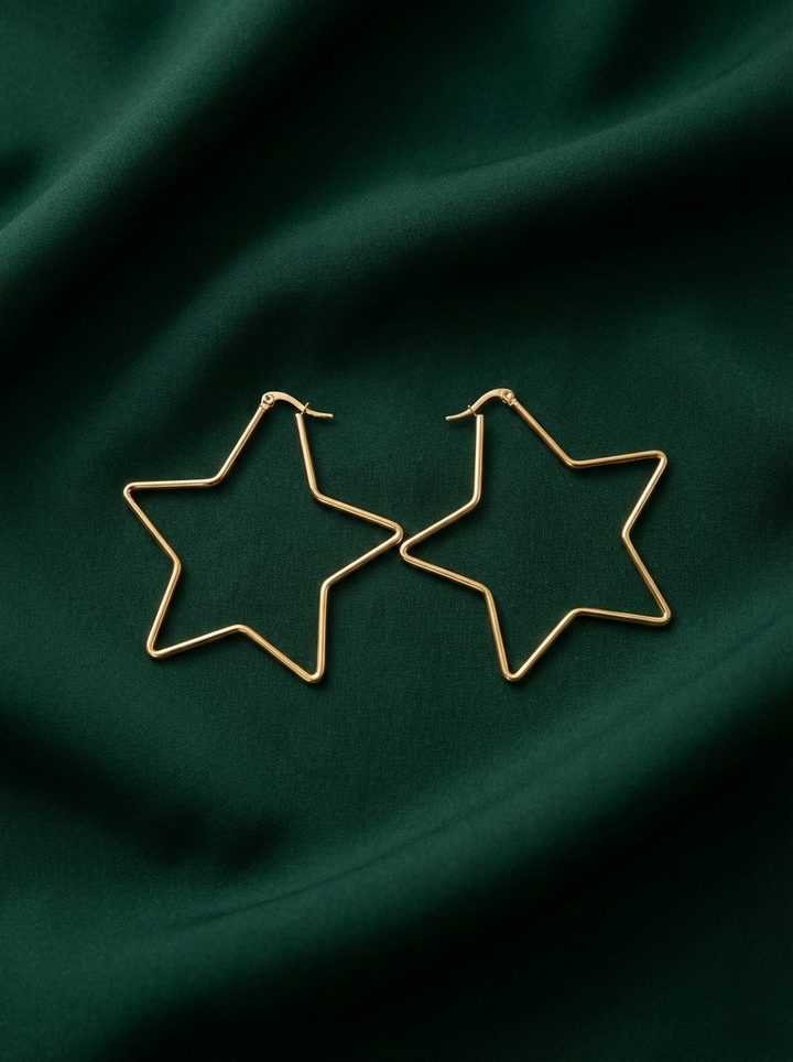 Golden Star Shaped Earrings
