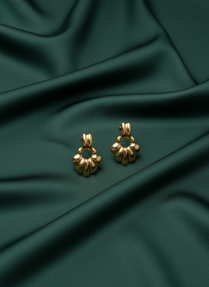 Fancy Golden Alloy Earrings
