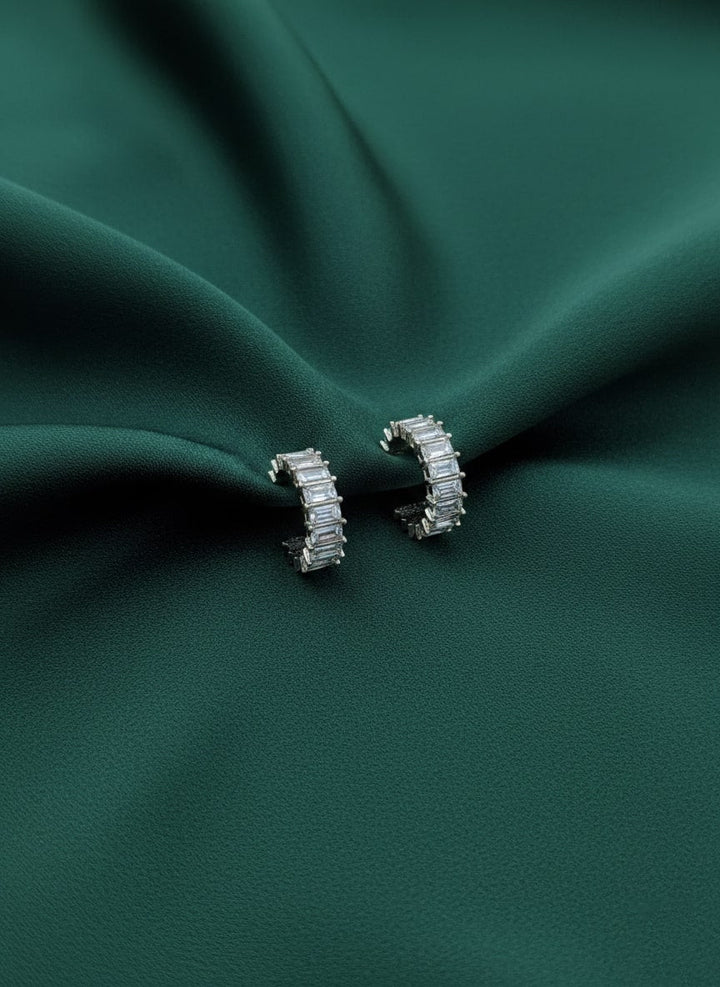 Silver Plated American Diamond Hoops