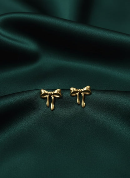 Fancy Golden Bow Style Studs