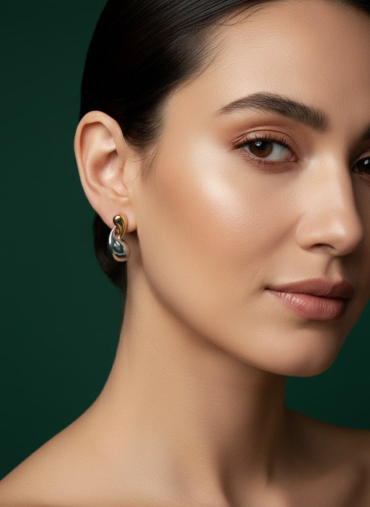 Fancy Gold &amp; Silver Drop Earrings