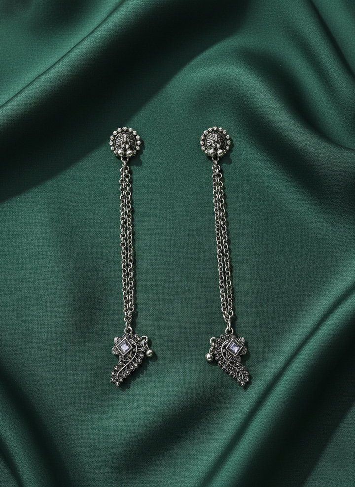 German Silver Link Chain Ear Cuff Earrings