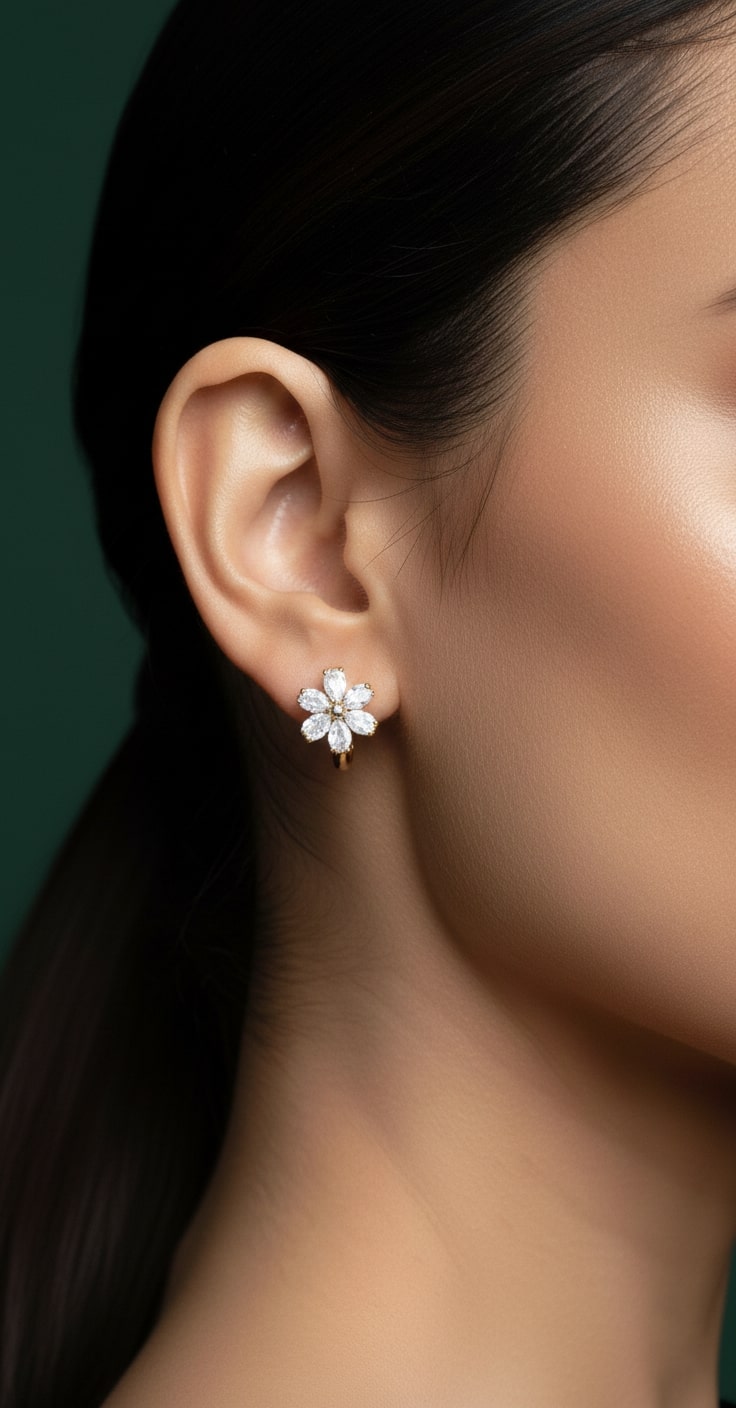 Fancy Diamond Flower Mini Studs