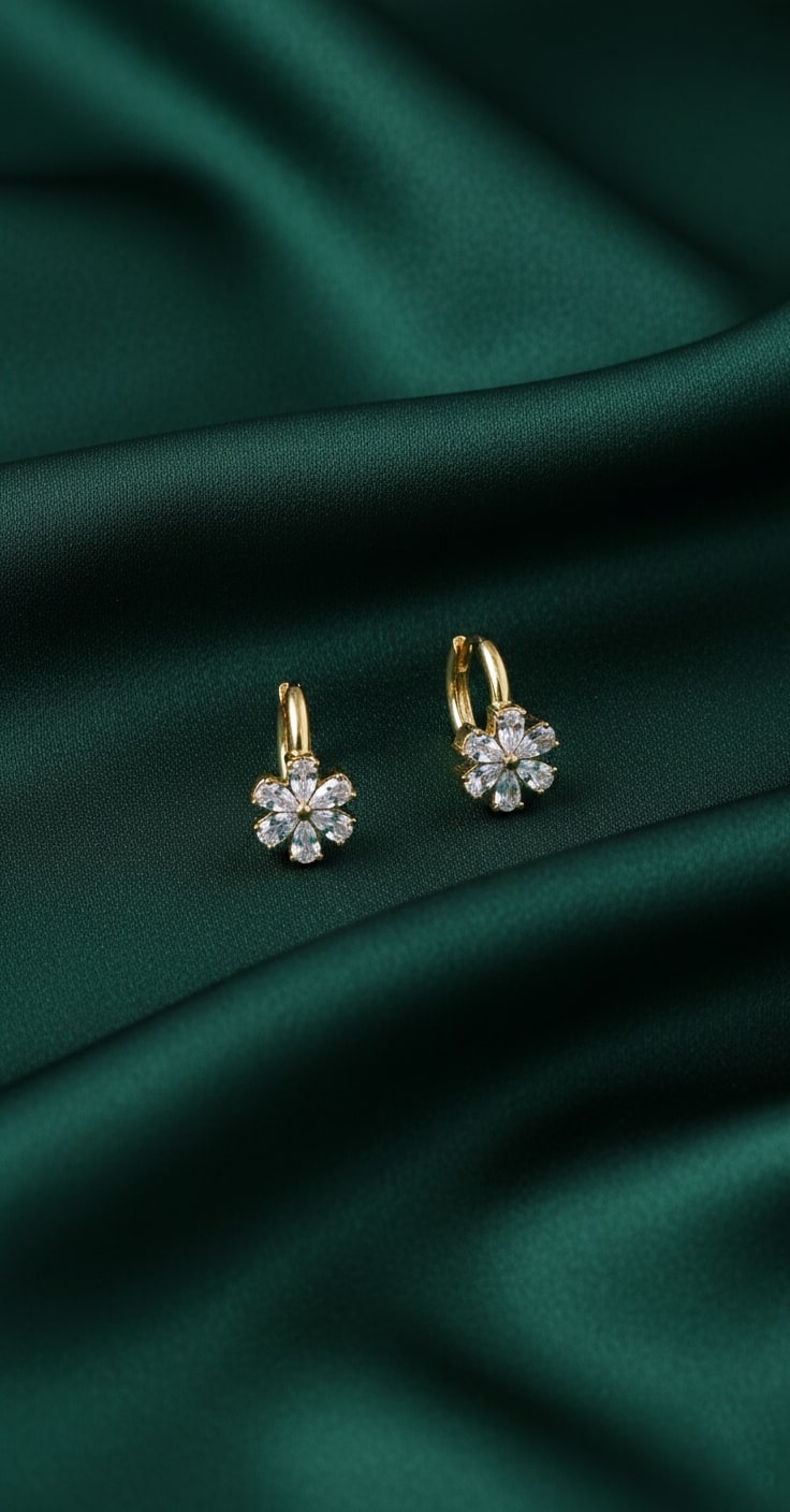 Fancy Diamond Flower Mini Studs