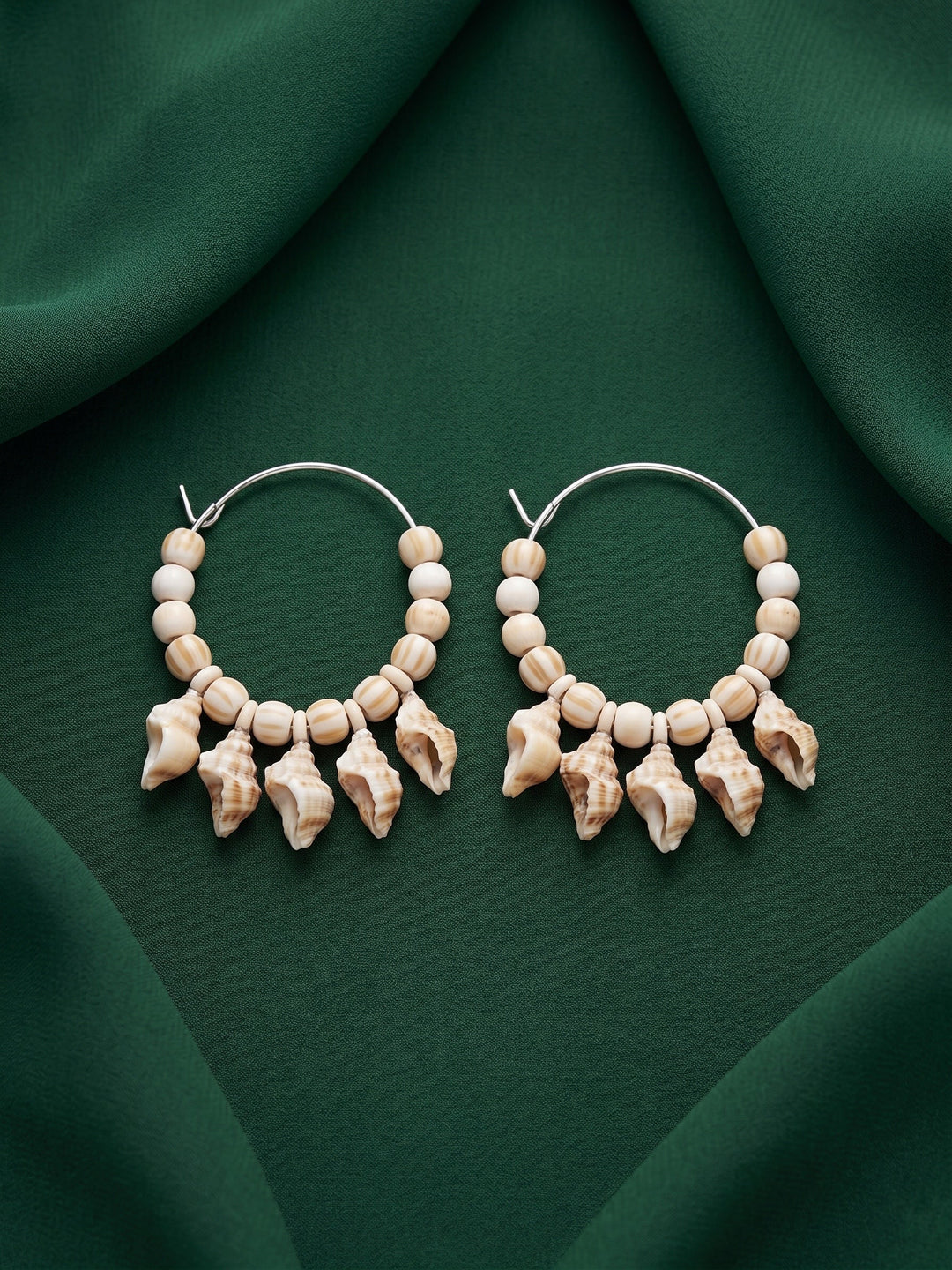 Silver Plated Sea Shells Hoops Earrings