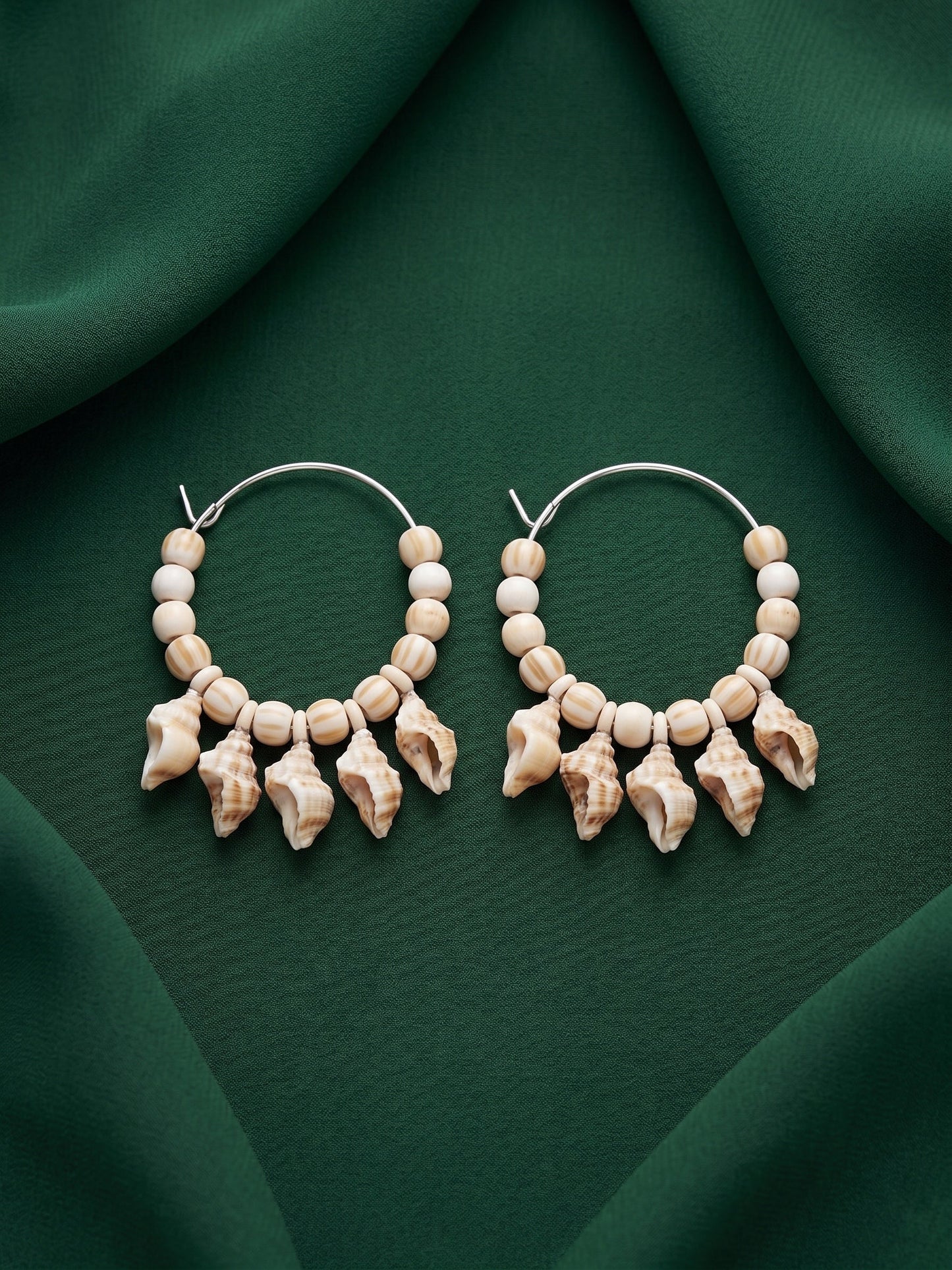Silver Plated Sea Shells Hoops Earrings