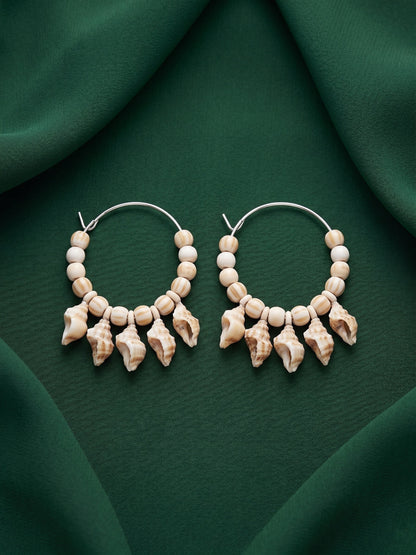 Silver Plated Sea Shells Hoops Earrings